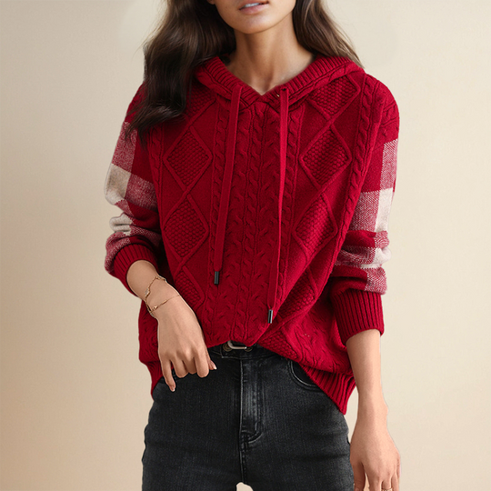 Orahlyn | Sweter z kapturem w splot jacquard
