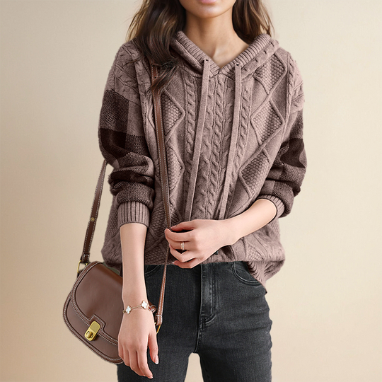 Orahlyn | Sweter z kapturem w splot jacquard